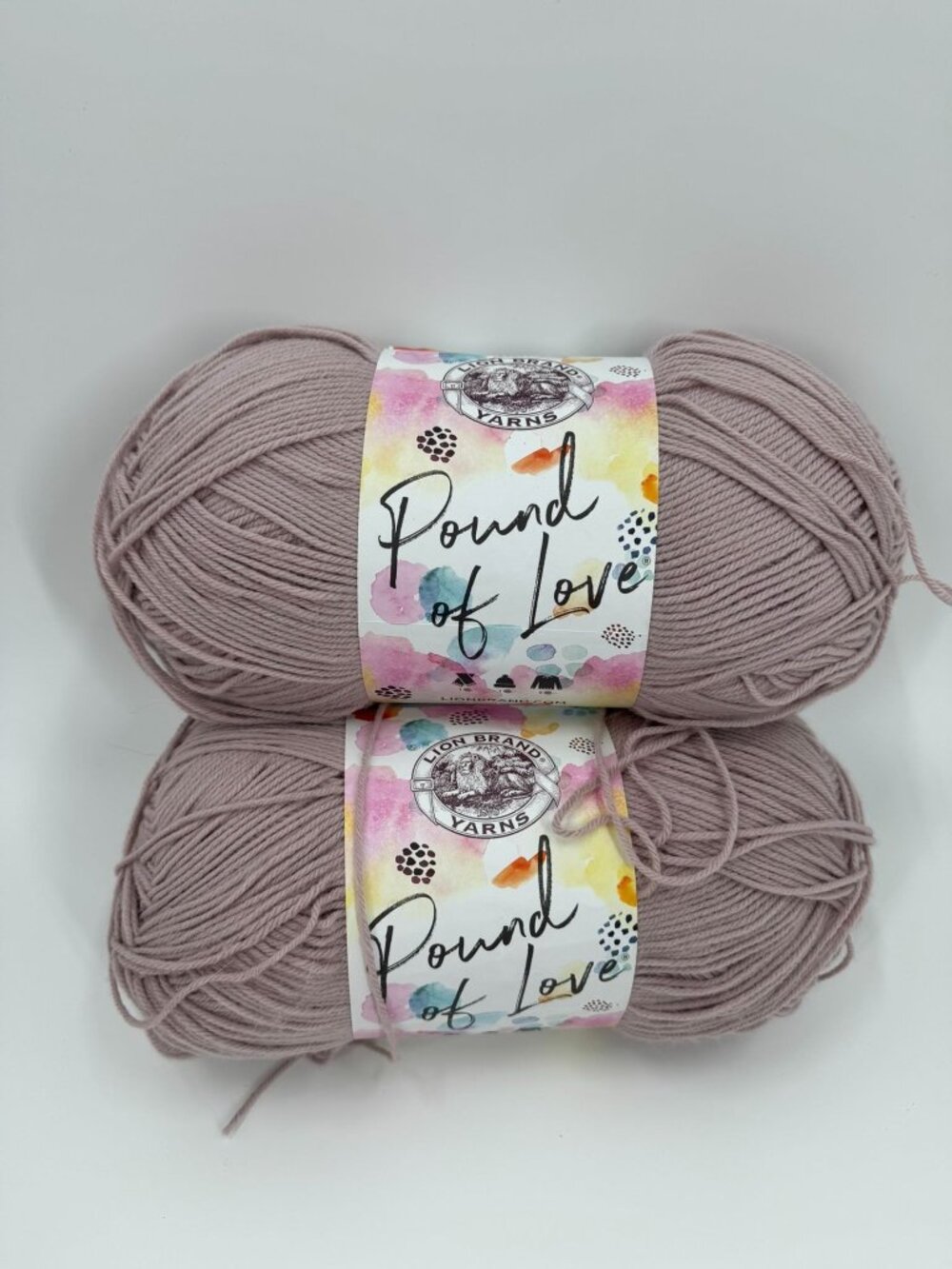 2 Skeins Lion Brand Yarn Pound of Love Quartz Weight 4 1020 yd 16 oz Color 141R